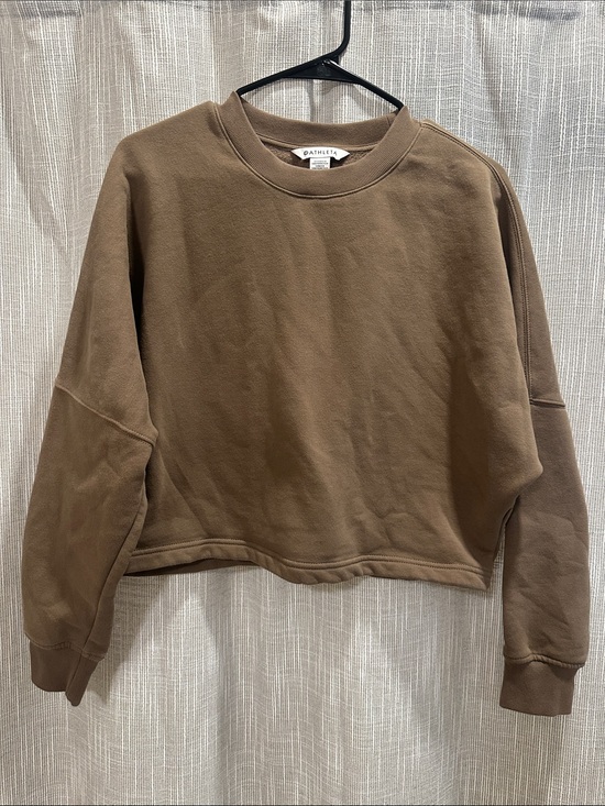 Athleta Tops - Athleta light brown Cropped Crewneck Sweatshirt